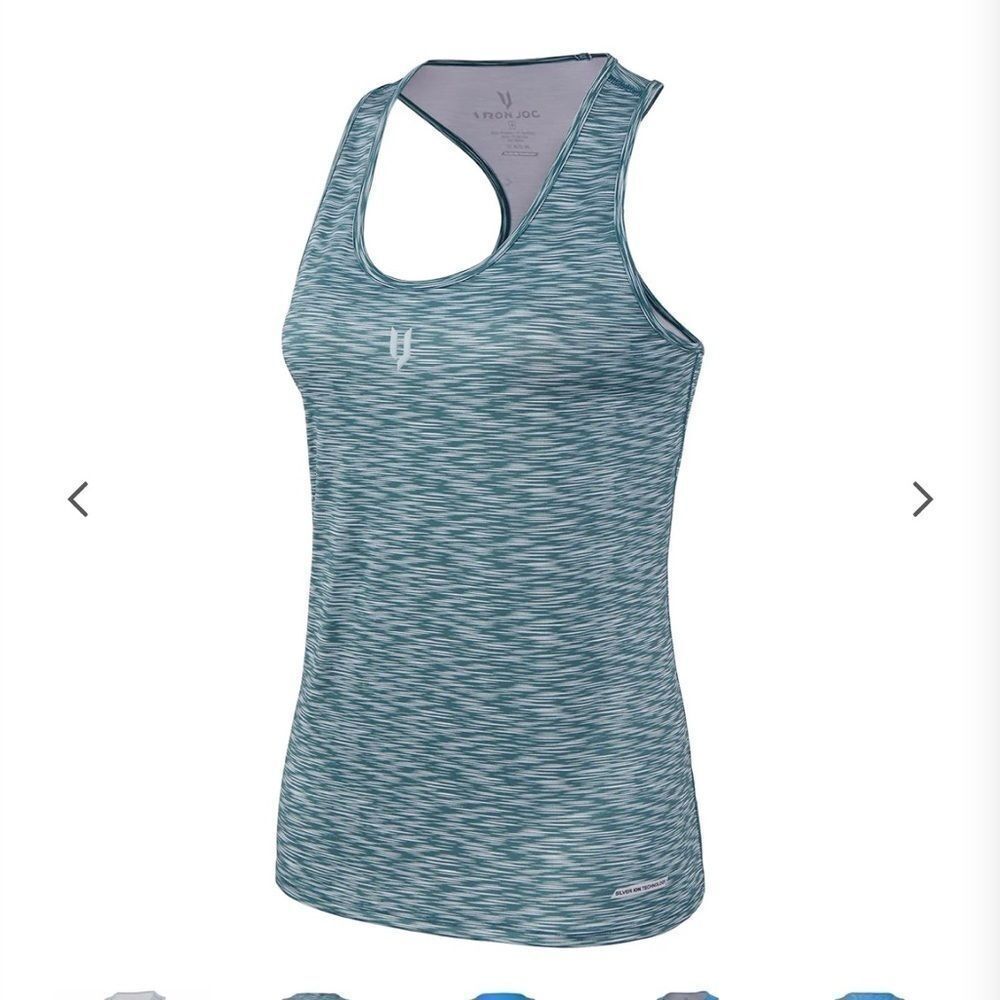 Women’s Iron Joc Racer Back Tank Top in Emerald Heather Green Size Medium